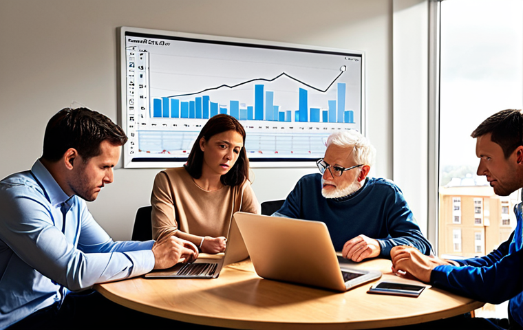 **
Prompt: A diverse group of people of various ages and backgrounds, some young professionals, others older and retired, working on laptops and tablets, surrounded by charts and graphs representing different asset classes (stocks, bonds, real estate). The scene is bathed in warm, reassuring light. The overall feeling is of stability and informed decision-making. Include a subtle visual metaphor of a shield protecting them from a storm cloud in the background, symbolizing risk management. Style: realistic, slightly painterly.
**