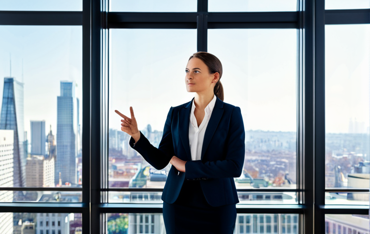 Confident Investor in a Modern Setting**
"A professional financial advisor, mid-30s, wearing a tailored business suit, fully clothed, standing confidently in a bright, modern office with large windows overlooking a cityscape. She is gesturing towards a financial chart displayed on a large monitor. The atmosphere is positive and encouraging. safe for work, appropriate content, professional, perfect anatomy, correct proportions, natural pose, well-formed hands, proper finger count, natural body proportions, high quality."
**
