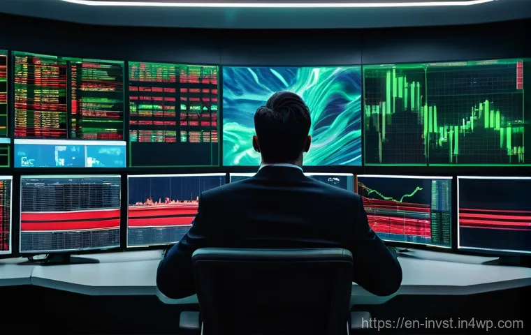 투자 심리의 행동적 경제학적 해석 - **Prompt:** "A diverse group of adult investors, fully dressed in professional business attire, are ...