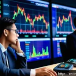 Home 23 투자자 행동의 경제학적 해석 - A dynamic stock market trading floor scene filled with diverse investors exhibiting intense emotions...