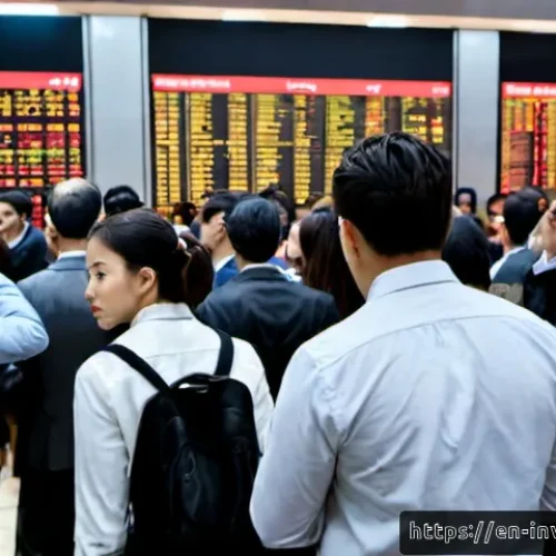 Home 17 군집 심리가 투자에 미치는 영향 - Photorealistic Wall Street trading floor during a sudden market selloff, a dense crowd of diverse in...